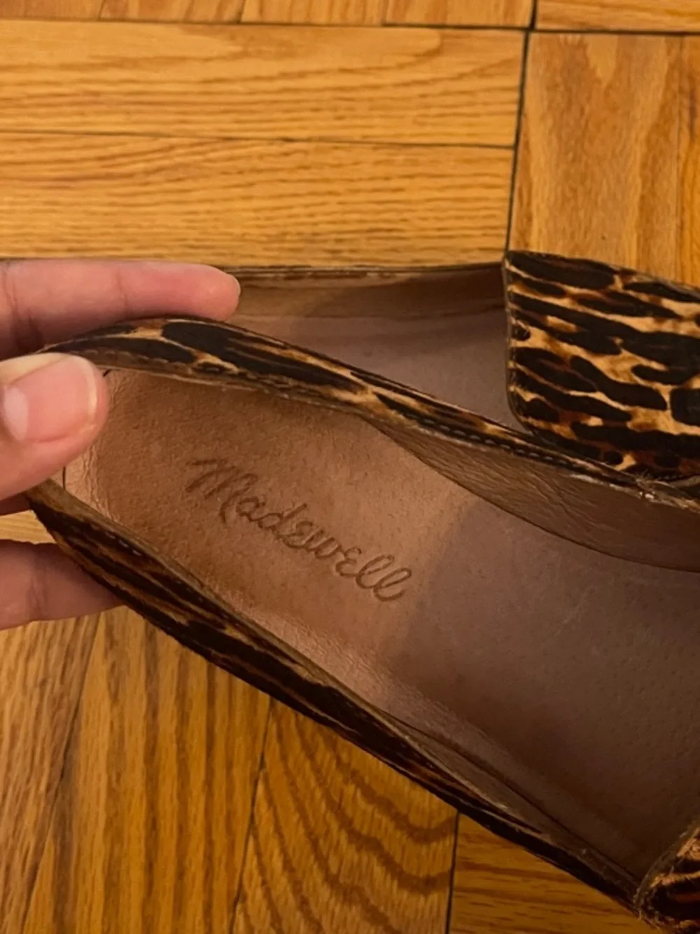Madewell Leopard Print Pointed Toe Flats in Brown and Black